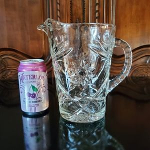 54oz "Prescut AKA Star Of David" Thick Pressed Glass Pitcher by Anchor Hocking